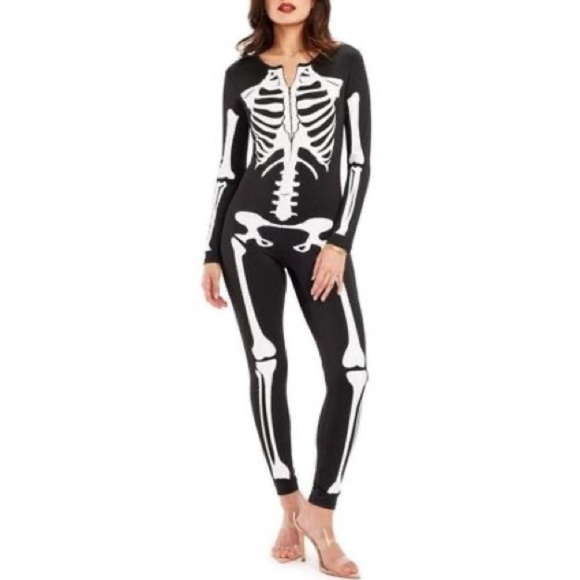 Tipsy Elves Skeleton Bodysuit Costume - Size M - Black/White - NWOT - Picture 1 of 10